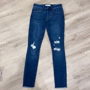 Abercrombie Super Skinny Mid Rise Distressed Jeans
